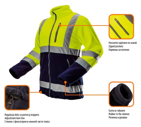 Bluza polarowa ostrzegawcza, żółta, rozmiar XL