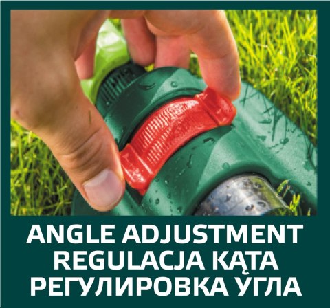 Zraszacz oscylacyjny, powierzchnia zraszania 13 x 18 m, 16 dyszy zraszających, igła do udrażniania dysz Zraszacz oscylacyjny, powierzchnia zraszania 13 x 18 m, 16 dyszy zraszających, igła do udrażniania dysz