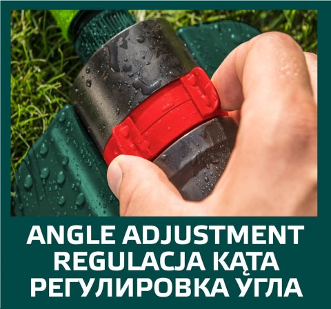 Zraszacz oscylacyjny, powierzchnia zraszania 15 x 19 m, 18 dyszy zraszających, igła do udrażniania dysz Zraszacz oscylacyjny, powierzchnia zraszania 15 x 19 m, 18 dyszy zraszających, igła do udrażniania dysz