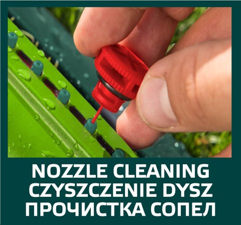 Zraszacz oscylacyjny, powierzchnia zraszania 15 x 19 m, 18 dyszy zraszających, igła do udrażniania dysz Zraszacz oscylacyjny, powierzchnia zraszania 15 x 19 m, 18 dyszy zraszających, igła do udrażniania dysz