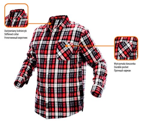 Koszula flanelowa, krata czerwono-czarno-biała, rozmiar S