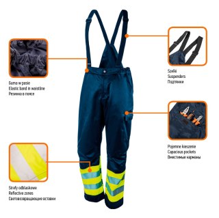Ogrodniczki robocze, ostrzegawcze, granatowe, rozmiar M