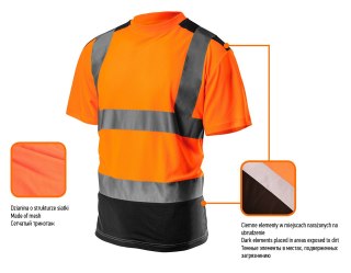 T-shirt ostrzegawczy, ciemny dół, pomarańczowy, rozmiar XL