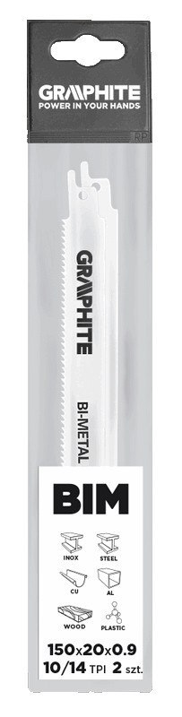 Brzeszczoty bagnetowe 150 x 20 x 0.9 mm, 10/14 TPI, kpl. 2 szt. Brzeszczoty bagnetowe 150 x 20 x 0.9 mm, 10/14 TPI, kpl. 2 szt.
