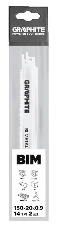 Brzeszczoty bagnetowe 150 x 20 x 0.9 mm, 14 TPI, kpl. 2 szt. Brzeszczoty bagnetowe 150 x 20 x 0.9 mm, 14 TPI, kpl. 2 szt.