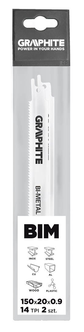 Brzeszczoty bagnetowe 150 x 20 x 0.9 mm, 14 TPI, kpl. 2 szt. Brzeszczoty bagnetowe 150 x 20 x 0.9 mm, 14 TPI, kpl. 2 szt.