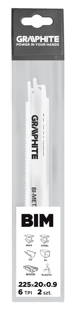 Brzeszczoty bagnetowe 225 x 20 x 1.25 mm, 6 TPI, kpl. 2 szt. Brzeszczoty bagnetowe 225 x 20 x 1.25 mm, 6 TPI, kpl. 2 szt.