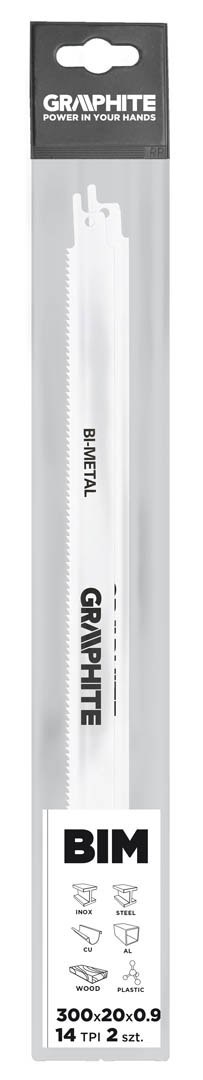 Brzeszczoty bagnetowe 300 x 20 x 0.9 mm, 14 TPI, kpl. 2 szt. Brzeszczoty bagnetowe 300 x 20 x 0.9 mm, 14 TPI, kpl. 2 szt.