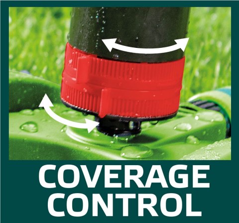 Zraszacz sektorowy, 6- funkcyjny z napędem, regulowany zasięg Zraszacz sektorowy, 6- funkcyjny z napędem, regulowany zasięg