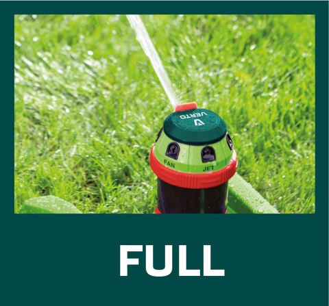 Zraszacz sektorowy, 6- funkcyjny z napędem, regulowany zasięg Zraszacz sektorowy, 6- funkcyjny z napędem, regulowany zasięg