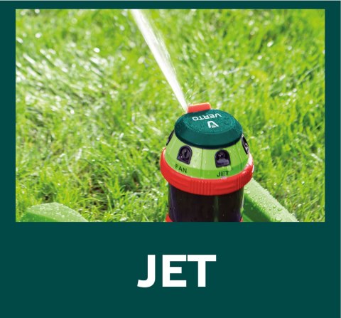 Zraszacz sektorowy, 6- funkcyjny z napędem, regulowany zasięg Zraszacz sektorowy, 6- funkcyjny z napędem, regulowany zasięg