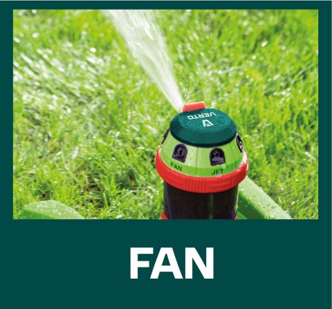 Zraszacz sektorowy, 6- funkcyjny z napędem, regulowany zasięg Zraszacz sektorowy, 6- funkcyjny z napędem, regulowany zasięg