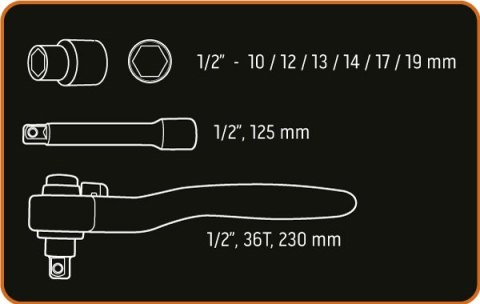 Klucze nasadowe 1000V, 8 szt. Klucze nasadowe 1000V, 8 szt.