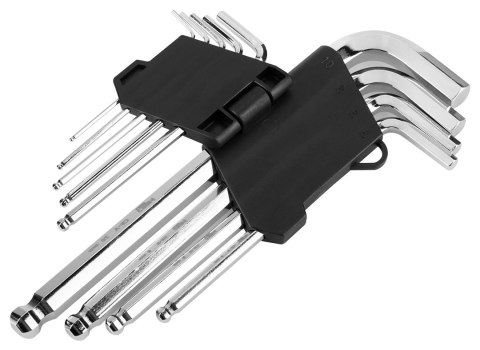 Klucze sześciokątne z końcówką kulistą, zestaw 9 szt. Klucze sześciokątne z końcówką kulistą, zestaw 9 szt.