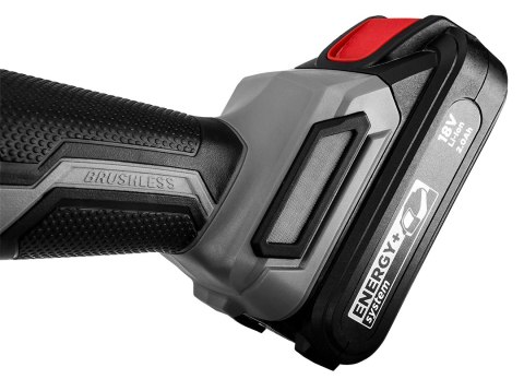 Szlifierka kątowa akumulatorowa bezszczotkowa Energy+ 18V, Li-Ion, tarcza 125mm, bez akumulatora Szlifierka kątowa akumulatorowa bezszczotkowa Energy+ 18V, Li-Ion, tarcza 125mm, bez akumulatora