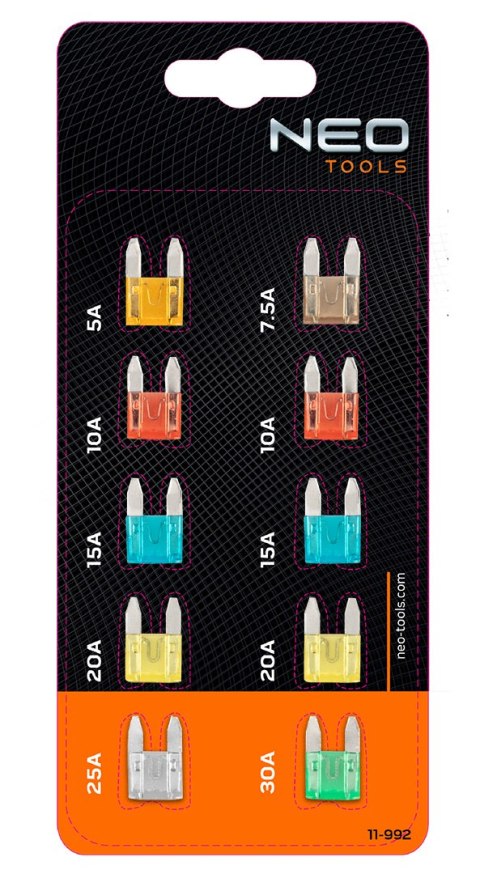 Zestaw bezpieczników samochodowych, 10 sztuk