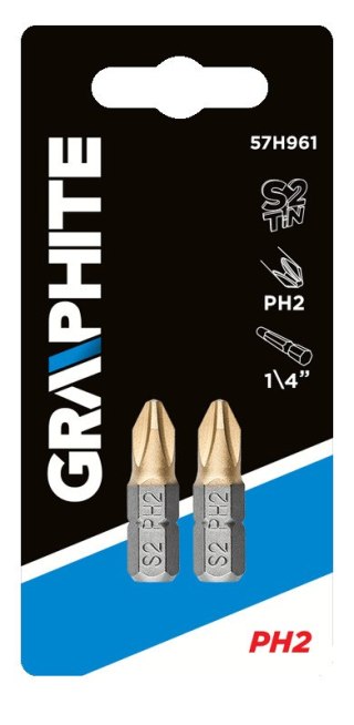 Końcówki wkrętakowe PH2 x 25 mm, 2 szt.