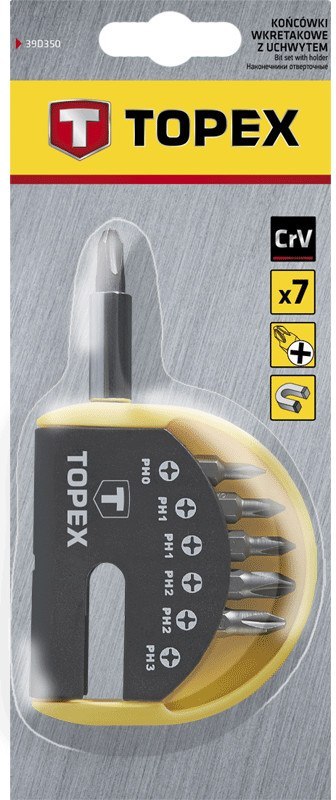 Końcówki wkrętakowe z uchwytem, zestaw 7 szt. Końcówki wkrętakowe z uchwytem, zestaw 7 szt.