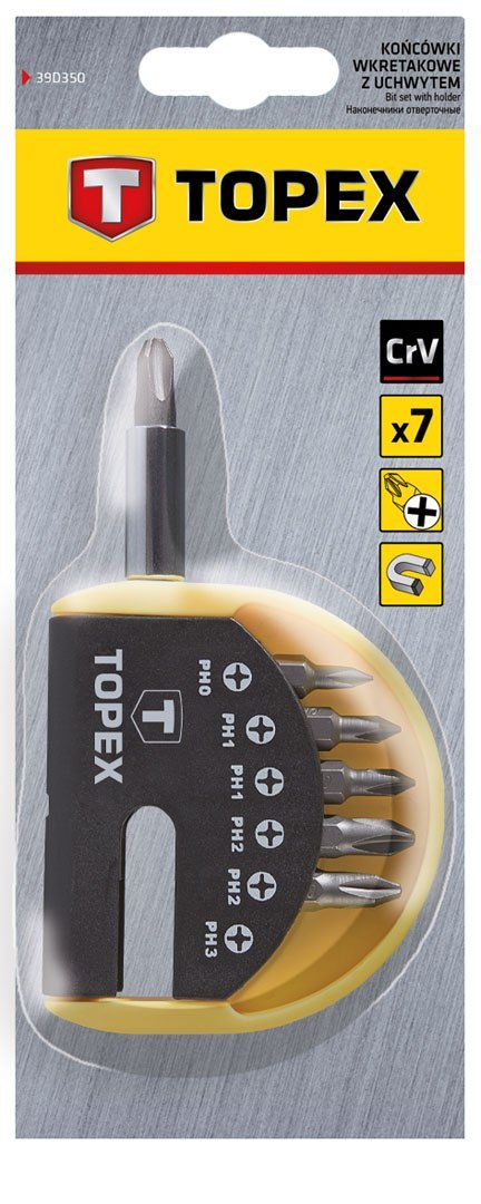 Końcówki wkrętakowe z uchwytem, zestaw 7 szt. Końcówki wkrętakowe z uchwytem, zestaw 7 szt.