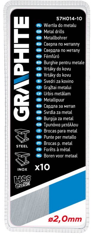 Wiertła do metalu HSS-Co 2.0 mm, 10 szt. Wiertła do metalu HSS-Co 2.0 mm, 10 szt.