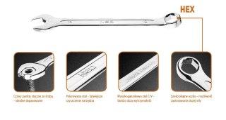 Klucz płasko-oczkowy HEX/V 8 x 120 mm
