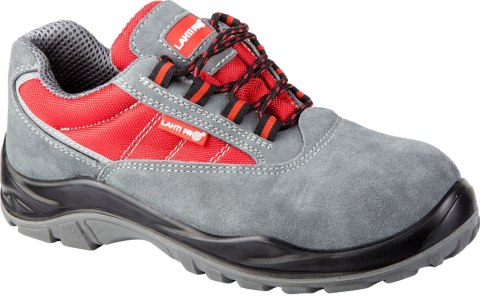 Półbuty zamsz/oxford szaro-czerw., s1p src, "44", ce, lahti