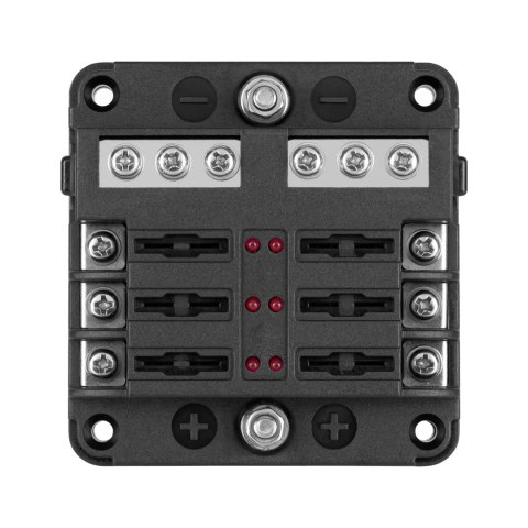 Skrzynka bezpieczników FB-6 z szyną ujemną i LED Skrzynka bezpieczników FB-6 z szyną ujemną i LED