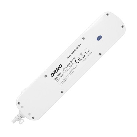 Listwa zasilająca "Multiswitch", 6 gniazd 2P+Z (schuko), kabel 3x1,5mm?, długość 1,5m, z wyłącznikami podświetlanymi: głównym dw