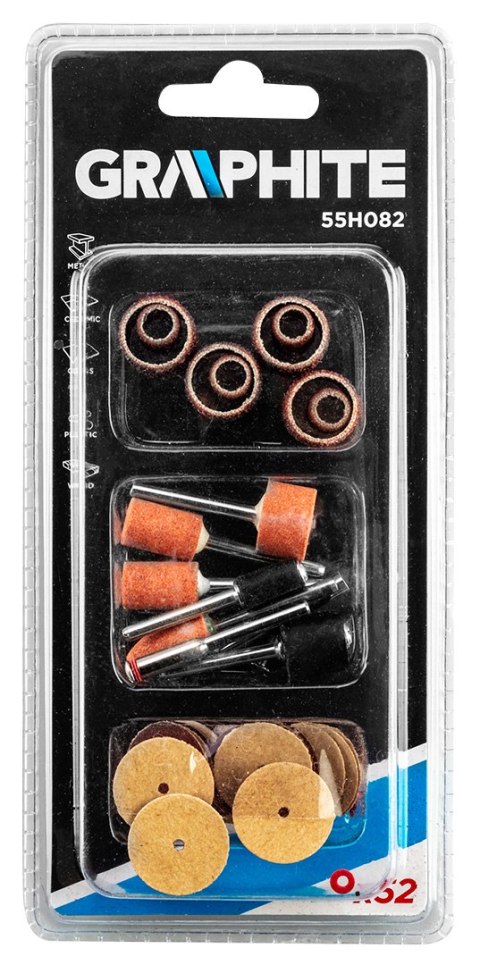 Akcesoria do miniszlifierki, taśmy szlifierskie, kamienie, krażki ścierne, zestaw 52 szt. Akcesoria do miniszlifierki, taśmy szlifierskie, kamienie, krażki ścierne, zestaw 52 szt.