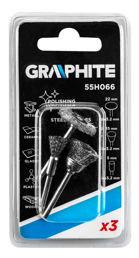 Szczotki stalowe, pędzelkowa, kielichowa, talerzowa, kpl. 3 szt.