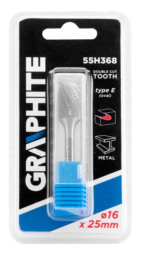 Frez do metalu HM, typ E (owalny), 16 x 25 mm, trzpień 6 x 45 mm Frez do metalu HM, typ E (owalny), 16 x 25 mm, trzpień 6 x 45 mm