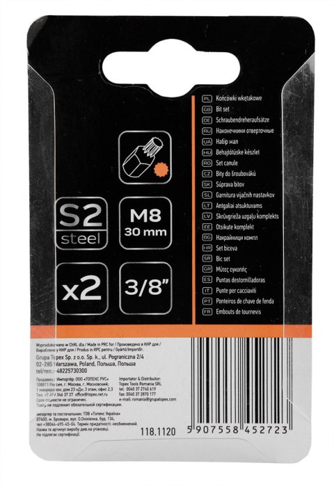 Końcówka HEX 6 x 30 mm, S2, 2 szt.