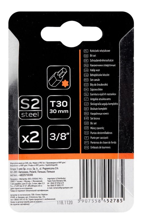 Końcówka Torx T30 x 30 mm, S2, 2 szt.