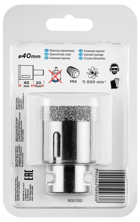 Otwornica diamentowa 40 mm x M14 Otwornica diamentowa 40 mm x M14
