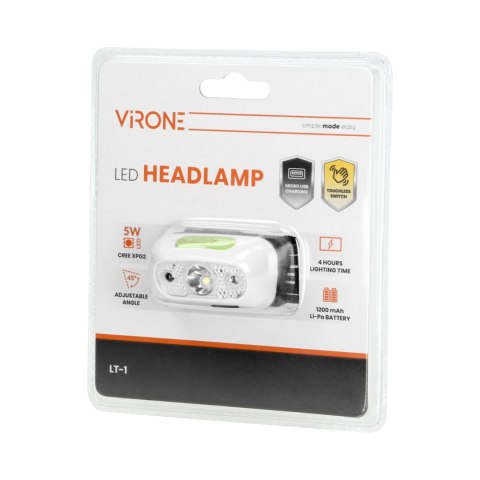 Latarka czołowa LED 5W, 230lm, 1200mAh Li-ion, ruchoma głowica Latarka czołowa LED 5W, 230lm, 1200mAh Li-ion, ruchoma głowica