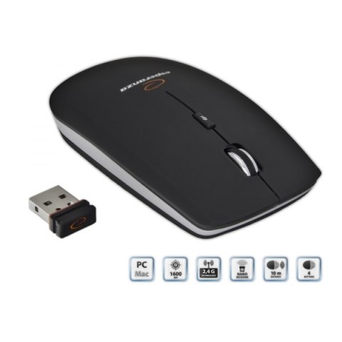 EM120K Mysz bezprzewodowa 2.4GHz 4D optyczna USB Saturn czarna