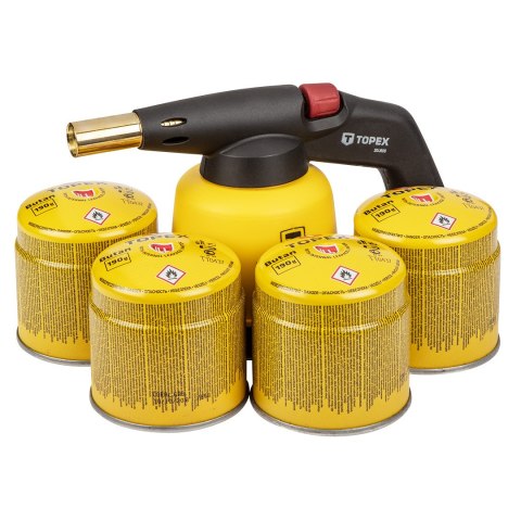 Lampa lutownicza gazowa na naboje 190 g + 4 naboje gazowe z zaworkiem Lampa lutownicza gazowa na naboje 190 g + 4 naboje gazowe z zaworkiem