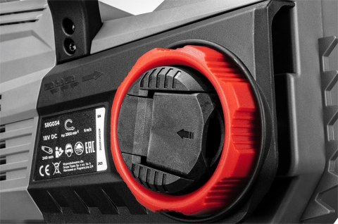 Pilarka łańcuchowa aku Energy+ 18V Li-Ion, prowadnica 10" (250mm), bez akumulatora Pilarka łańcuchowa aku Energy+ 18V Li-Ion, prowadnica 10" (250mm), bez akumulatora