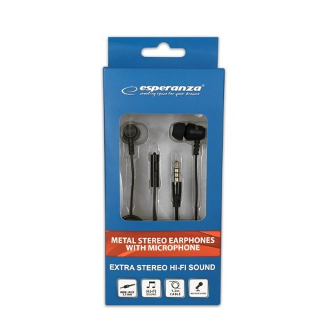 EH205K Esperanza słuchawki douszne metalowe z mikrofonem eh205k