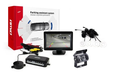 Zestaw czujników parkowania tft01 4,3" z kamerą hd-501-ir 4 sensory białe Zestaw czujników parkowania tft01 4,3" z kamerą hd-501-ir 4 sensory białe