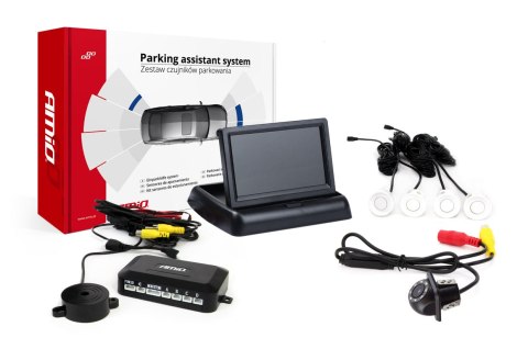 Zestaw czujników parkowania tft02 4,3" z kamerą hd-305-led 4 sensory białe Zestaw czujników parkowania tft02 4,3" z kamerą hd-305-led 4 sensory białe