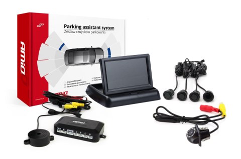Zestaw czujników parkowania tft02 4,3" z kamerą hd-305-led 4 sensory czarne "gold"