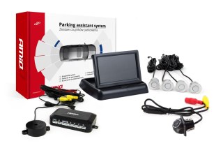 Zestaw czujników parkowania tft02 4,3" z kamerą hd-305-led 4 sensory srebrne