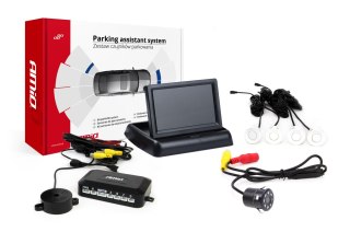 Zestaw czujników parkowania tft02 4,3" z kamerą hd-307-ir 4 sensory białe