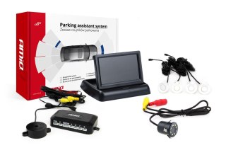 Zestaw czujników parkowania tft02 4,3" z kamerą hd-308-led 4 sensory białe