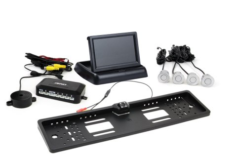 Zestaw czujników parkowania tft02 4,3" z kamerą hd-402-led 4 sensory srebrne