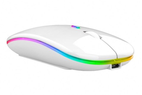 AK211B Mysz bezprzewodowa rgb biała