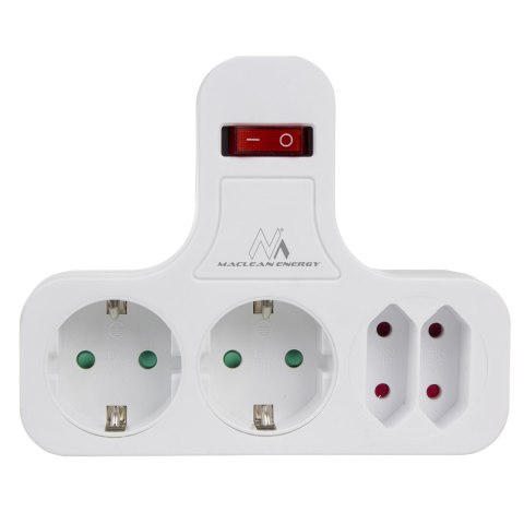 Gniazdko prądowe Maclean, poczwórne z wyłącznikiem, nóżka stabilizującą, typu schuko, 2x2.5A, 2x16A, MCE224G Gniazdko prądowe Maclean, poczwórne z wyłącznikiem, nóżka stabilizującą, typu schuko, 2x2.5A, 2x16A, MCE224G