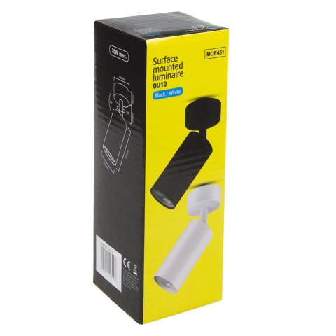 Lampa ścienno-sufitowa Maclean, punktowa, ruchoma, aluminiowa, 1xGU10, 55x100mm, kolor czarny mat, MCE451 B