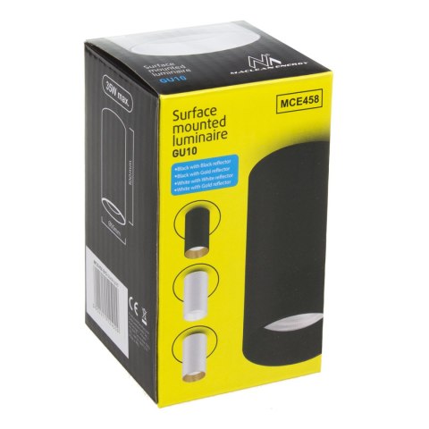 Oprawa natynkowa / tuba Maclean, punktowa, okrągła, aluminiowa, GU10, 55x100mm, kolor biały/złoty, MCE458 W/G Oprawa natynkowa / tuba Maclean, punktowa, okrągła, aluminiowa, GU10, 55x100mm, kolor biały/złoty, MCE458 W/G